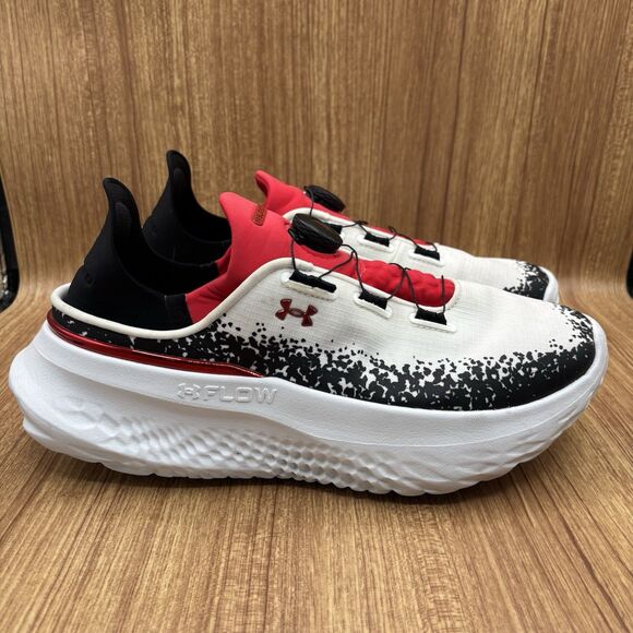 Under Armour SlipSpeed Mega Running Shoe Black White Red Men's size 11.5 Sneaker - Picture 1 of 8